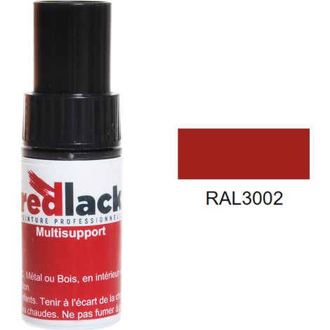 Flacone per ritocchi con pennello 9ml – RAL 3002 – Rosso carminio – lucido – multisupporto – Redlack