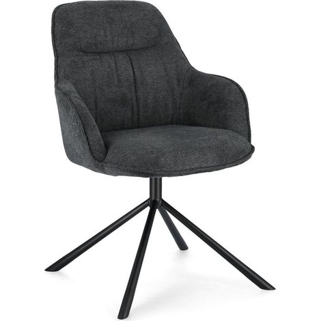 Sedia Grant con gambe in acciaio verniciato a polvere epossidica, per arredo interno 59 x 65 x h 86 cm -Dark / Confezione da 2 pezzi (1/5)