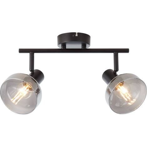 BRILLIANT Lampe Reflekt Spotrohr 2flg schwarzmatt/rauchglas 2x D45, E14, 18W, geeignet für Tropfenlampen (nicht enthalten) Köpfe schwenkbar (1/5)