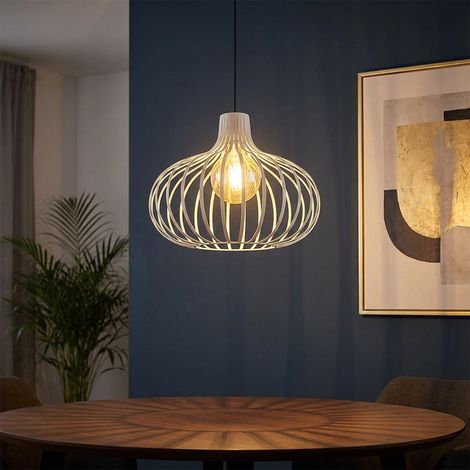 Lampada a sospensione color crema Lampada a sospensione color sabbia Lampada a sospensione retrò Aste in metallo, attacco E27, DxH 40x150 cm (1/5)