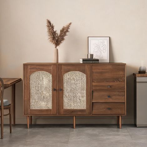 Buffet coloris bois en panneau de particules 130 x 40 x 75,5 cm (1/5)