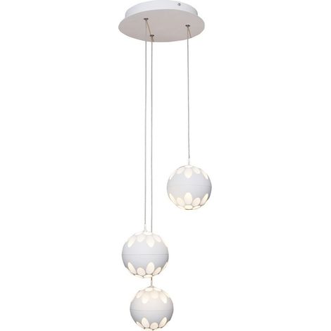 LAMPARA LED 3 BOLAS 3x7W 2700K 150º 100-240V BLANCO diámetro de la bola 125 mm