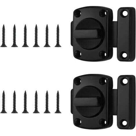2 Pièces Verrou Loquet Porte Interieure,Durable Petit Loquet Porte Noir,Alliage de Zinc Verrou Porte Chambre Avec Vis,Tournant Petit Verrou de Porte de Sécurité,pour Applicable à Diverses Portes