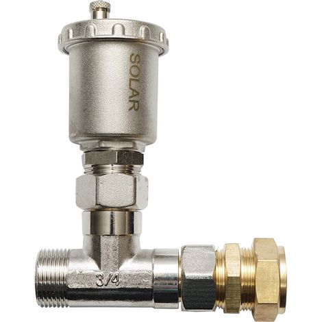 Set di sfiato automatico con raccordo T 3/4 per impianti solari residenziali, temperatura massima 180°C (1/4)