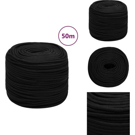 Corde de travail Noir 10 mm 50 m Polyester - Corde De Travail - Corde Tressée - Polyester - Corde Noire - Outillage (1/5)