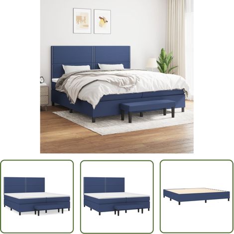 The Living Store Boxspringbett mit Matratze Blau 200x200 cm Stoff - Boxspringbett - Doppelbett - Blau - Bettsofa - Schlafsystem (1/5)