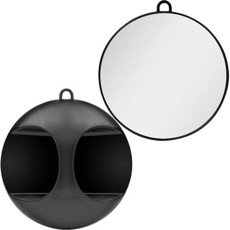 1 Miroir, poignée ergonomique, diamètre 26,5 cm, noir, salon de coiffure (1/5)