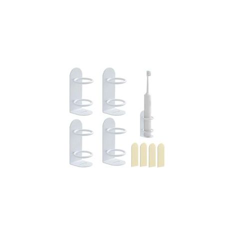 Support Mural Électrique pour Brosse, 4 Pièces Mural Porte Brosses à Dents en Fer, Autocollant Support Porte Brosses à Dents avec Trou D'évacuation, pour a Utiliser à Côté du Lavabo (Blanc) (1/5)
