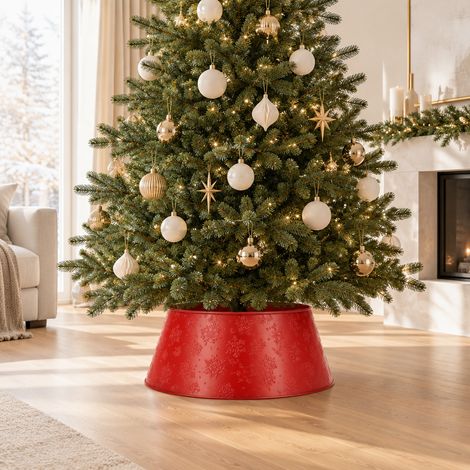 Copribase "Hollis" per albero di Natale in acciaio -Bianco / 70 cm (1/5)