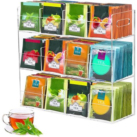 Boîte à Thé, Boîte Rangement Thé avec 12 Compartiments Organisateur Vertical de Sachets de Thé Pouvant Contenir 216 pour Sachets de Thé, Sucre, Capsules de Café (29.6 9.8 26.4cm) (1/5)