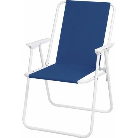 Sedia pieghevole da spiaggia in metallo - misura 52x53x75 cm - Spiaggina in tessuto Oxford Blu con braccioli e struttura in metallo (1/5)