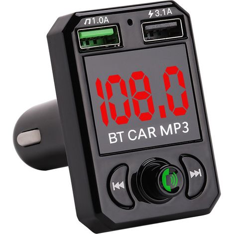 Car Bluetooth MP3 Player, Car MP3 Player with Card Insertion, A6 Car MP3 Bluetooth Receiver - Black