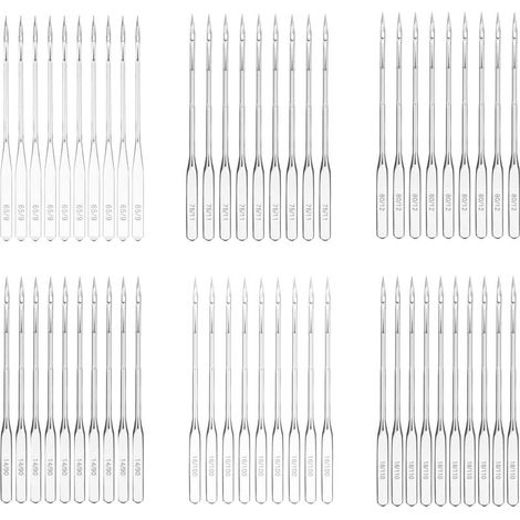 Aiguille Machine A Coudre - 60 Pièces - 6 Tailles 65/9 70/10 80/12 90/14 100/16 110/18 - Universelle Fer 39 mm - Pour Tissu Fin À Épais - Domestique (1/5)