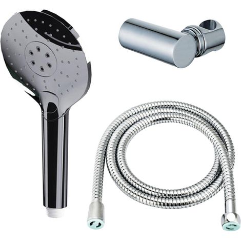 FugaFlow Eccelente Ensemble douchette à main - Ø12 - rond - 3 types de jets - avec support - avec flexible anti-torsion - 150cm - chrome