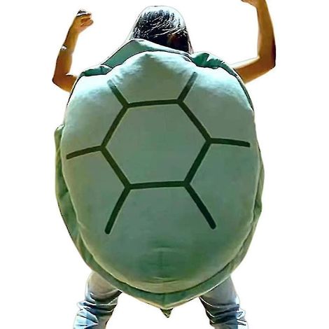 Coussin tortue géant à porter pour adulte - Déguisement de tortue géant amusant - Peluche tortue lestée, grand coussin tortue vert x 60 cm (1/5)