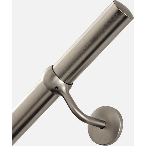 Burger – Kit main courante en métal 2m – Acier nickel brossé – Installation murale – Supports de fixation inclus pour usage intérieur