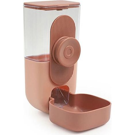 Distributeur Automatique Nourriture Lapins 29 oz Fixation Suspendue Gravité Réservoir Plastique Rose Résistant Grande Capacité- (1/2)