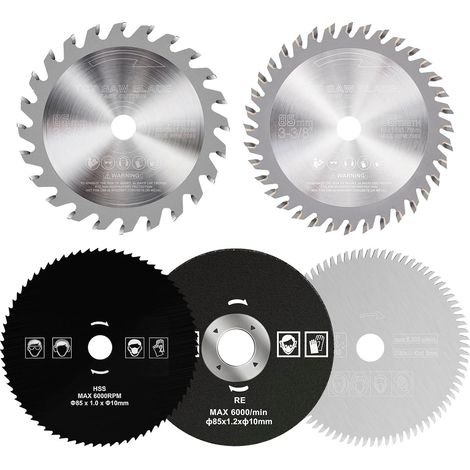 Lot de 5 lames de scie circulaire HSS pour métal, acier inoxydable pour plastique, 24/36 et 80 dents (1/5)