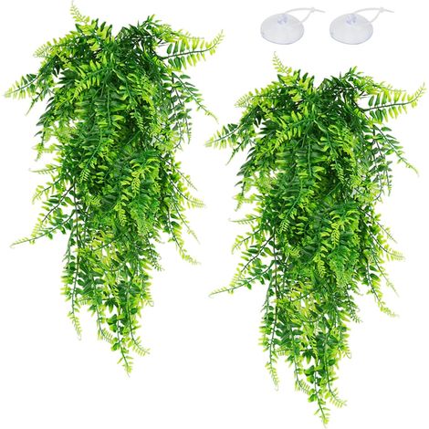 2 Plante suspendues Artificielle, Terrarium Plante Decoration pour Lézard Escalade, Caméléon, Gecko, Serpents (1/5)