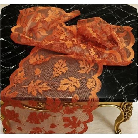 Waterproof autumn maple leaf tablecloth for Thanksgiving, 33x183 cm. (1/5)
