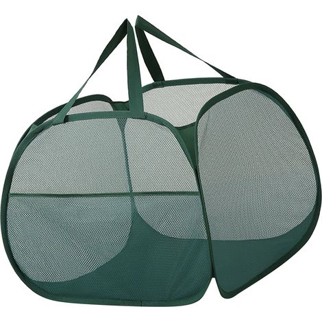 Panier à linge pliable Pop Up Hamper 90L en maille respirante avec poignée et poche latérale, vert (1/5)