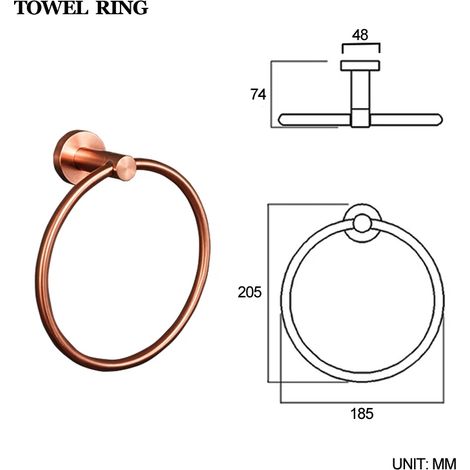 (Anneau porte-serviettes B) Porte-serviettes/crochet porte-savon/porte-brosse WC/porte-essuie-tout/accessoires de salle de bain en or rose brossé de haute qualité (1/5)