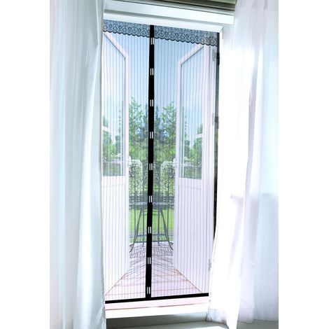 Door curtain 90 x 210 cm "Magic Click"  To protect against flies and other insects  Convenient magnetic closure, easy adhesive mounting [black]