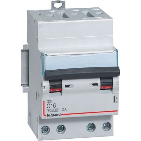 Disjoncteur DX³6000 10kA arrivée haute automatique départ bas vis 4 Pôles 400V 16A courbe C peigne HX³ optimisé LEGRAND 407914