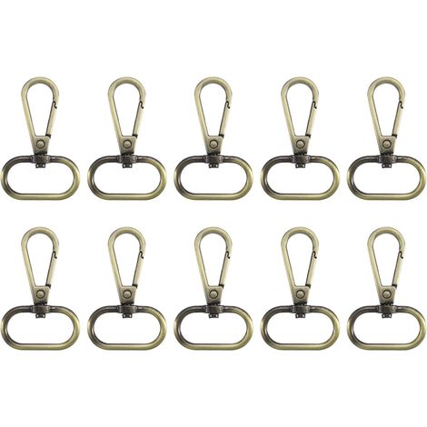 10Pcs Mousquetons Pivotants, Anneau Ovale de 1 Pouce, Mousqueton à Griffe en Métal avec Fermoir à Ressort pour Fabrication de Sacs à Main, Ceintures, Couleur Bronze (1/5)