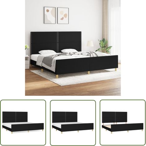 The Living Store Bettgestell ohne Matratze Schwarz 200x200 cm Stoff - Bettsystem - Boxspringbetten - Doppelbett - Lattenrost - Massivholzbette (1/5)