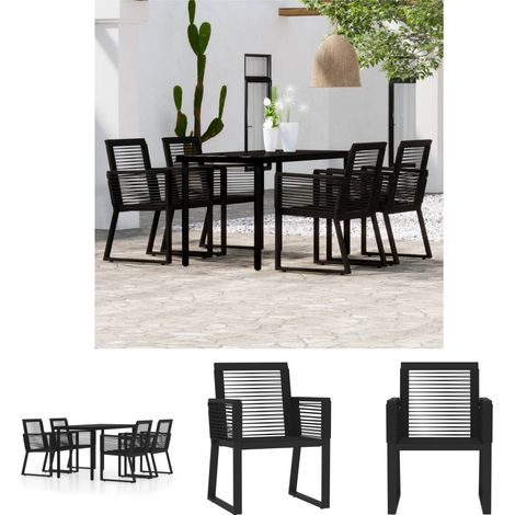 Esstisch - vidaXL 5-tlg. Garten-Essgruppe Schwarz - Gartenmöbel Schwarz (1/5)