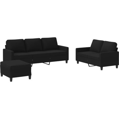 Maison Exclusive - Ensemble de canapés 3 pcs avec coussins Noir Tissu (1/5)