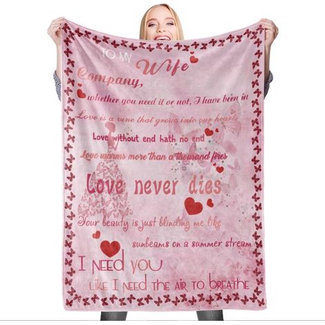 Couverture pour ma femme, cadeau Saint-Valentin, plaid pour femme anniversaire mariage, 150x200cm (1/4)