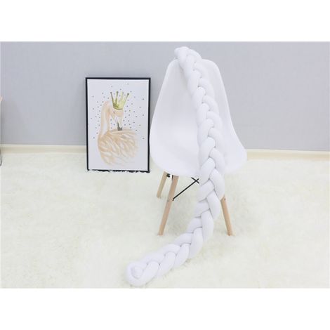 Protège-barrière de lit bébé, nid cocon, tour de lit, coussin pare-chocs tissé, protège-tête et rebord décoratif pour berceau, blanc, 200 cm (1/3)