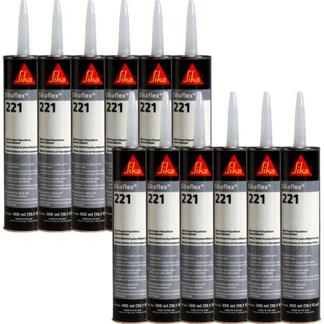 12er-Set SIKA Sikaflex 221 Mehrzweck-Kittkleber - Weiß - 300ml