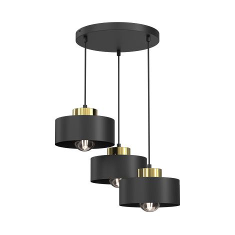 Lampada sospensione Marti tonda nera oro 3xE27 Luminex