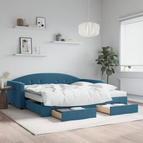 Sofá cama nido con cajones terciopelo azul 100x200 cm vidaXL (1/5)
