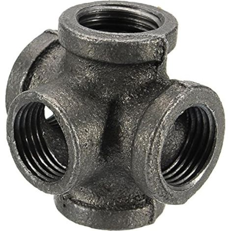 1/2 "3/4" 1 "5 Voies raccord de Tuyau en Fonte malléable Noir connecteur de Tube Femelle croisé - 1/2 Pouce (1/5)