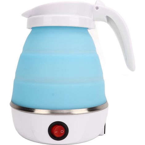 Bouilloire électrique pliable et portable à ébullition rapide, sûre et pliable, idéale pour les voyages, le camping et la maison, 600 ml, bleue, prise européenne, 220 V (1/5)