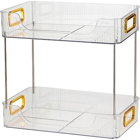 Transparenter Schreibtisch-Organizer mit 2 Ebenen, modernes Aufbewahrungsregal für Arbeitsbereich oder Schlafzimmer (1/5)