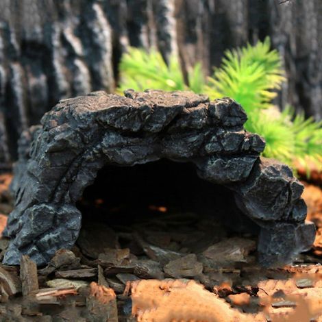 Abri pour reptiles, tortues, lézards et serpents, sous forme de grotte rocheuse. Décoration pour un habitat idéal. (1/4)