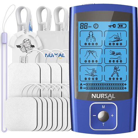 Appareil TENS/EMS EMS, modèle 2025, stimulateur musculaire pour le soulagement de la douleur, appareil électrique à 24 modes et double canal avec masseur à impulsions.-AquaForge (1/5)