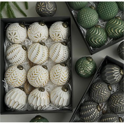 Boule De Décoration De Noël - Boule En Plastique Incassable - Diamètre 8 Cm - Or - Lot De 12 Pièces (1/5)