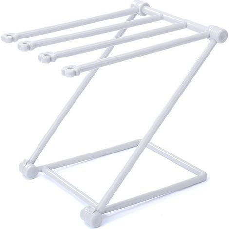 Égouttoir à linge de comptoir, léger, pliable, structure stable, support à 4 bras pour gants de toilette pour cuisine (gris clair) (1/5)