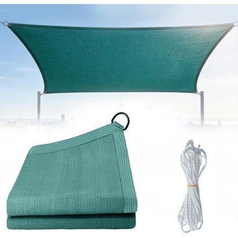 Voile d'ombrage 2x3m HDPE anti-UV, respirante, durable, voile d'ombrage rectangulaire avec cordes incluses, installation facile, filet d'ombrage pour terrasse,jardin,pergola,piscine et extérieur(vert) (1/5)