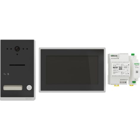 Ritto Interphone video TwinBus IP Set ecran HD 7 Pouces, 2 Fils Bus, Application Smartphone, Gris Anthracite, Montage en saillie, 1 Famille (1/5)