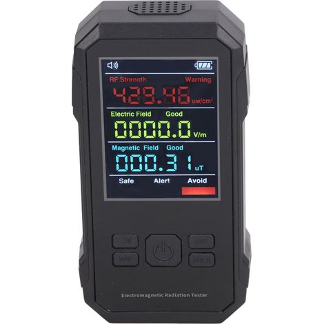 Détecteur de rayonnements, compteur EMF numérique noir à affichage LED, portable, alerte de niveau de champ électrique RF et magnétique, compteur Geiger (1/5)