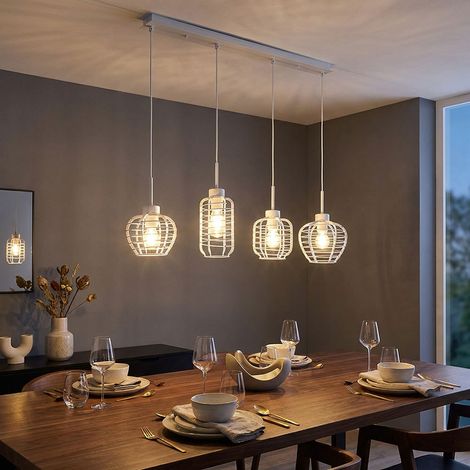 LED Hängeleuchte Pendelleuchte Küchenlampe Kürzbar Weiß matt Metall H 120 cm (1/5)