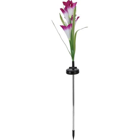 Lampes solaires en forme de fleur, étanches, à piquer pour jardin, terrasse ou cour arrière, couleur violette (1/5)