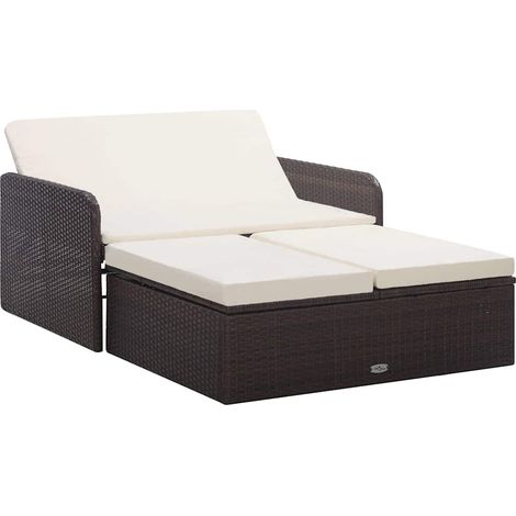 Salon de jardin 2 pcs Ensemble Table et Chaise de Jardin - avec coussins Résine tressée Marron BV971163 - BonneVie (1/5)